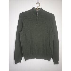 NWT Tasso Elba olive green cotton 1/4 quarter zip pullover sweater - medium